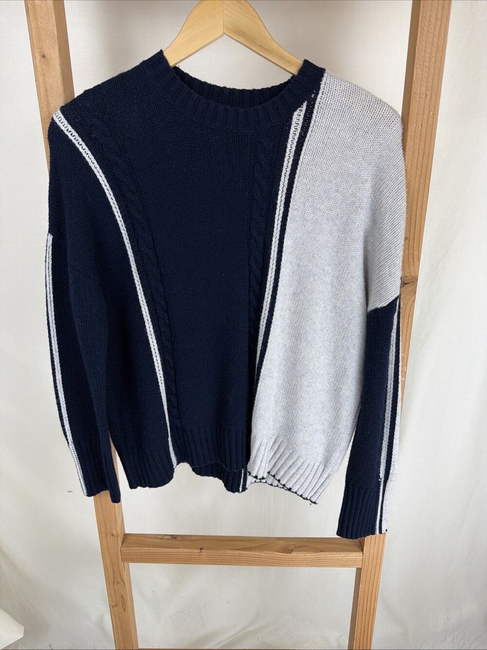 NWT Zaket & Plover Blue Gray Merino Wool Blend Crew Neck Sweater #1005 LG